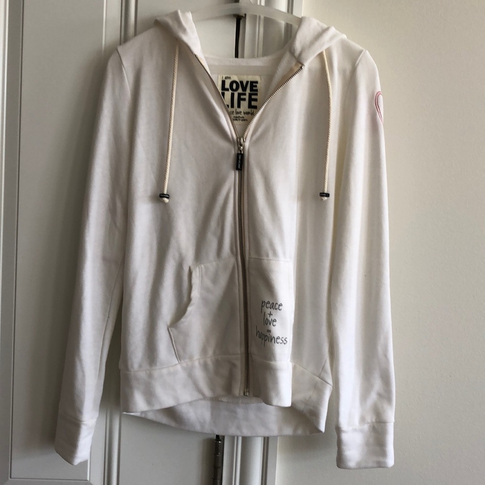 Peace Love World full zip smile hoody size M